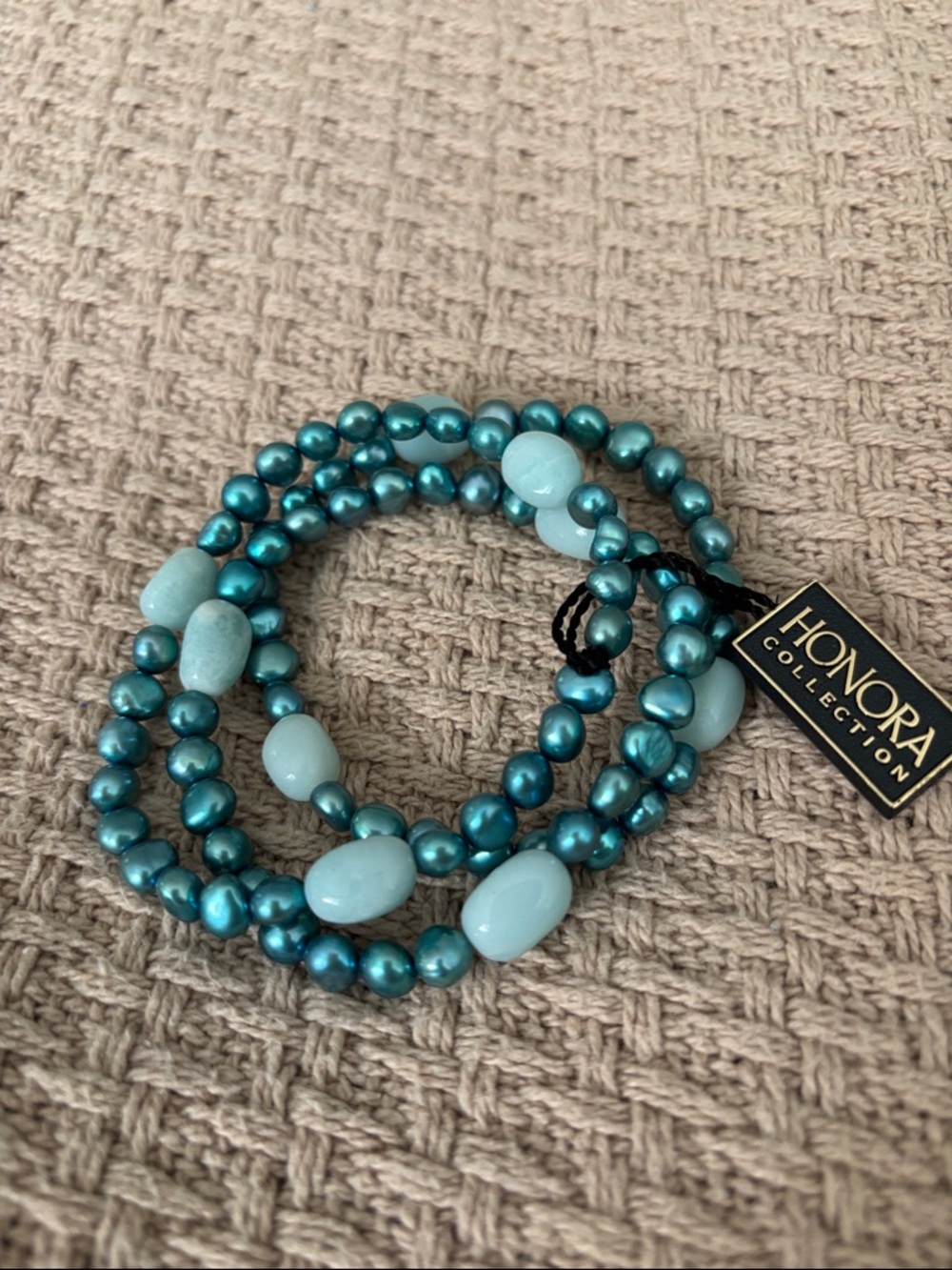 Honora Teal and Aqua Pearl Stretch Bracelet Set